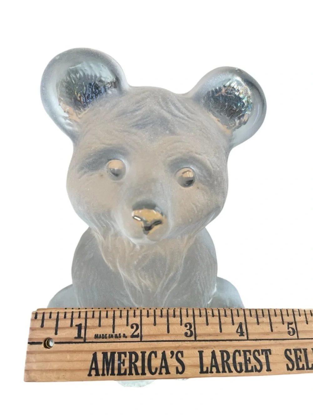 Viking handmade glass frosted bear 7 inches tall - vintage collectible